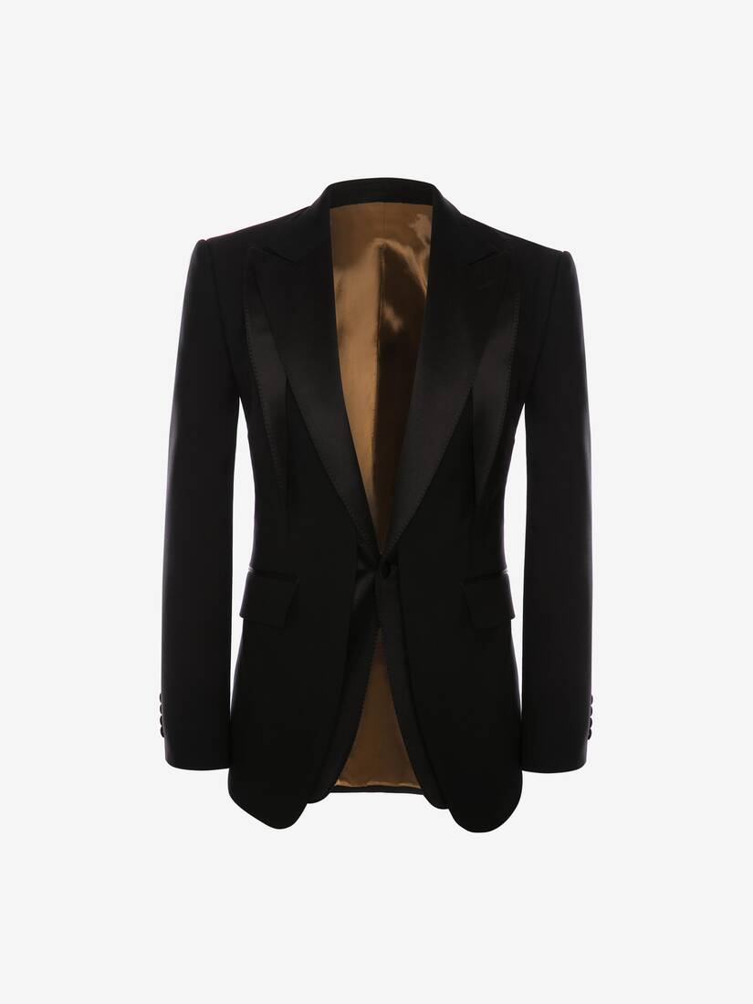 Chaquetas Alexander McQueen Wool Gabardine Trompe L'œil Tuxedo Hombre - Negros - Mexico 850-PXHMKZ